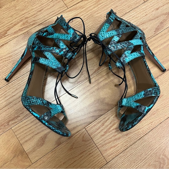 Aquazzura Beverly Hills Elaph Snakeskin Sandals - Picture 4 of 14